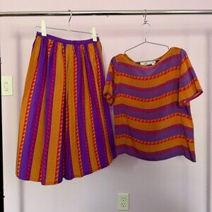 Vintage 100% silk shirt and skirt set by Soo Yung Lee
